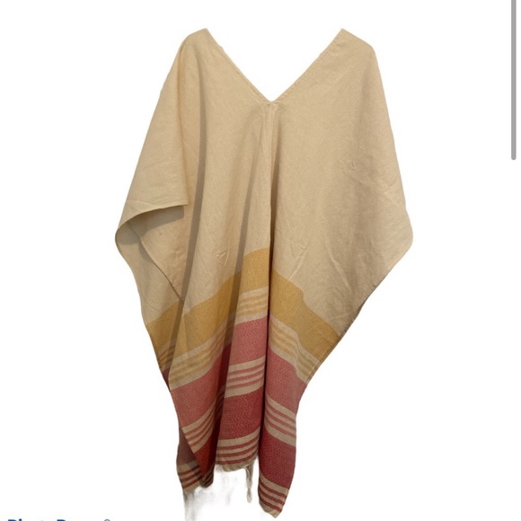 Tribe Alive Pink Tan Cotton Caftan OS Cover up - Picture 2 of 4